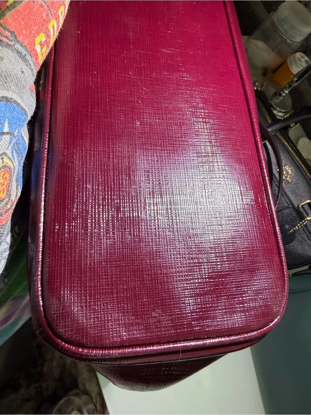 Coach Peyton Burgundy Patent Leather Tote Bag - Picture 8 of 8